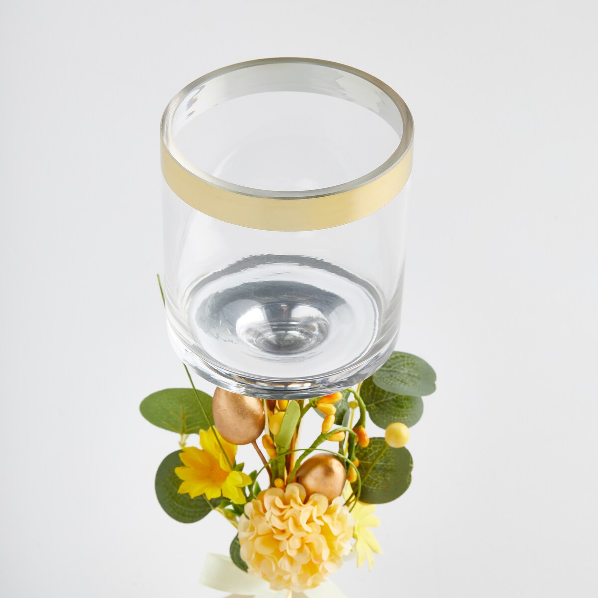 Świecznik Giallo z motywem roślinnym i jajka