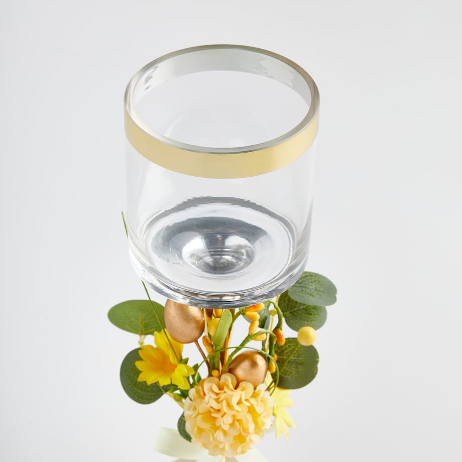 Świecznik Giallo z motywem roślinnym i jajka