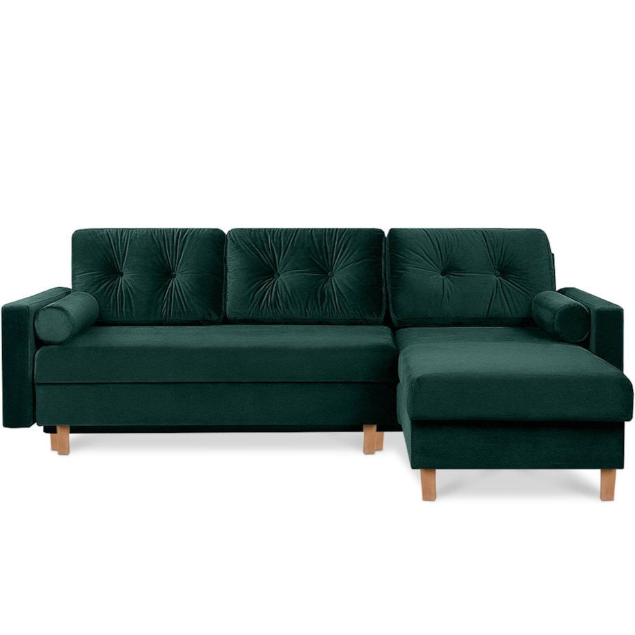 KONSIMO ERISO Narożnik welurowy w kolorze butelkowej zieleni do salonu