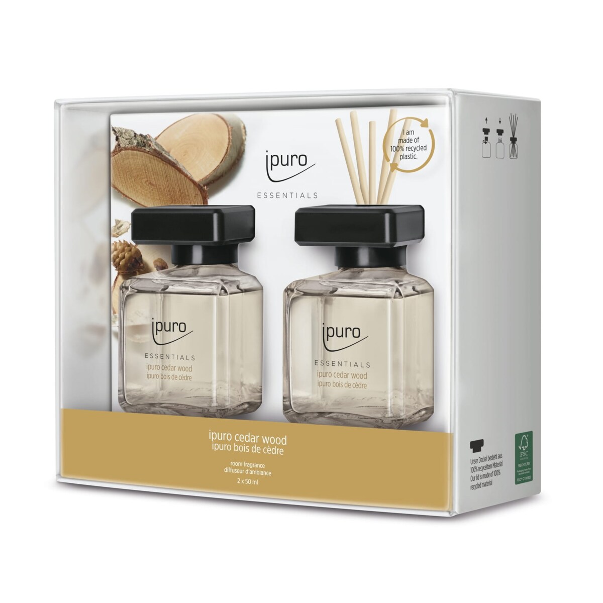 Zestaw prezentowy ipuro ESSENTIALS, Cedar Wood, 2 x 50 ml