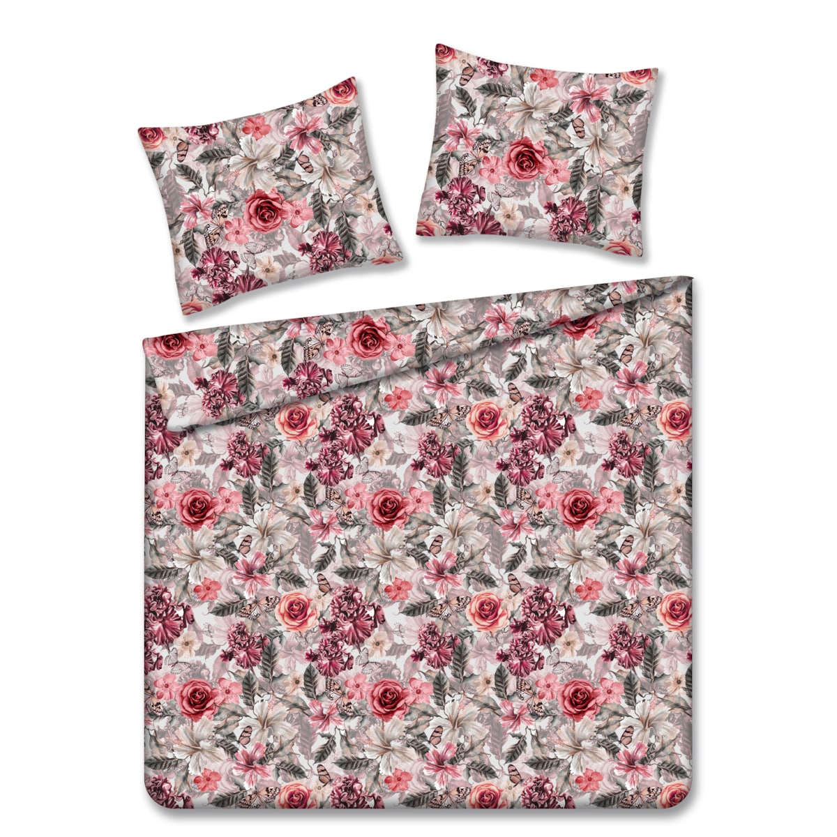 Pościel z bawełny satynowej Velmira 200x220 cm z motywem roślinnym