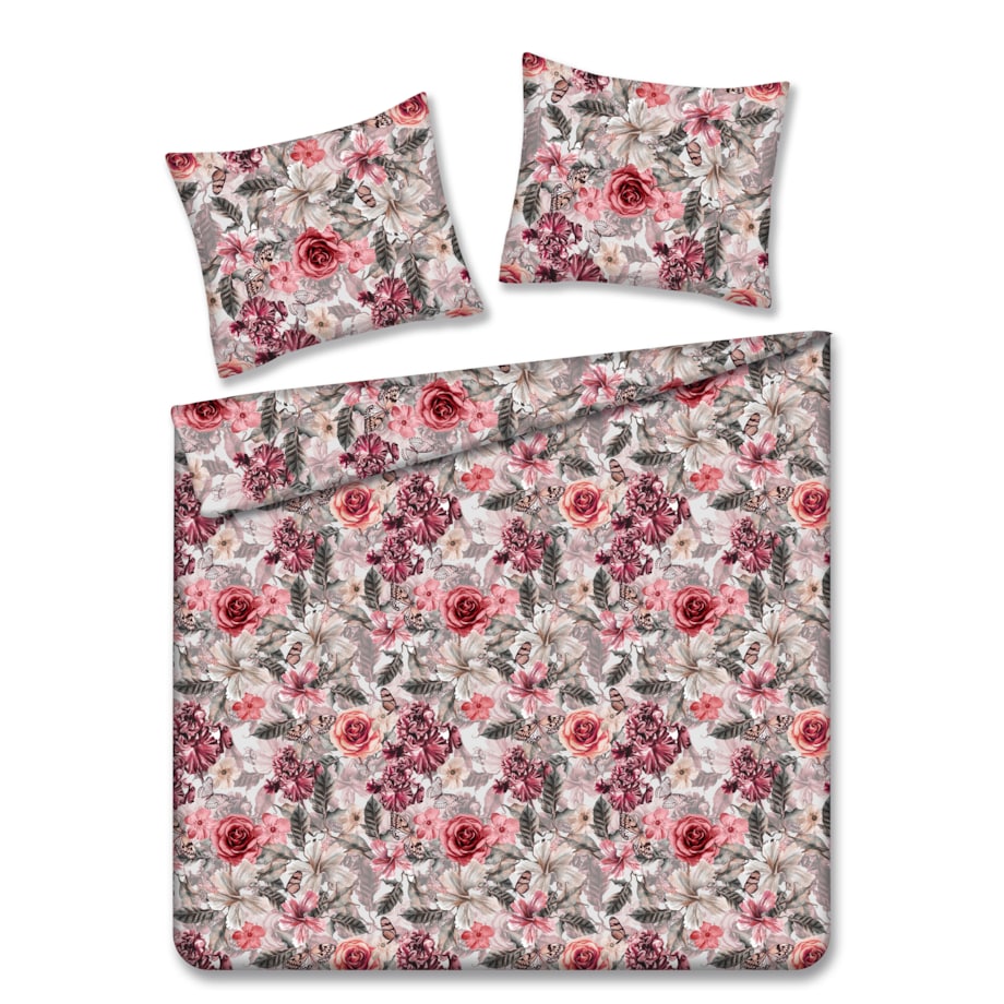 Pościel z bawełny satynowej Velmira 200x220 cm z motywem roślinnym