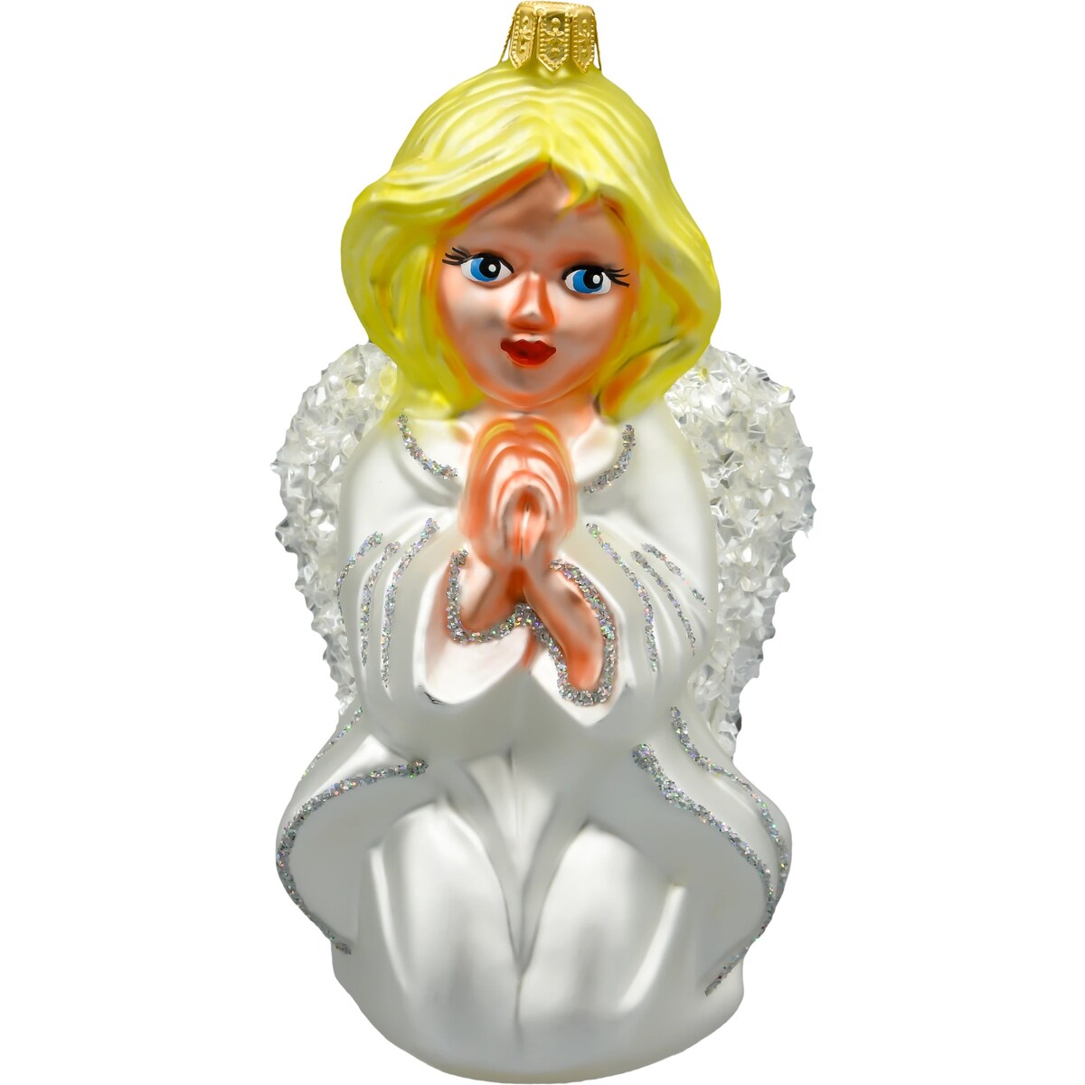 Bombka choinkowa: Aniołek w modlitwie: biały