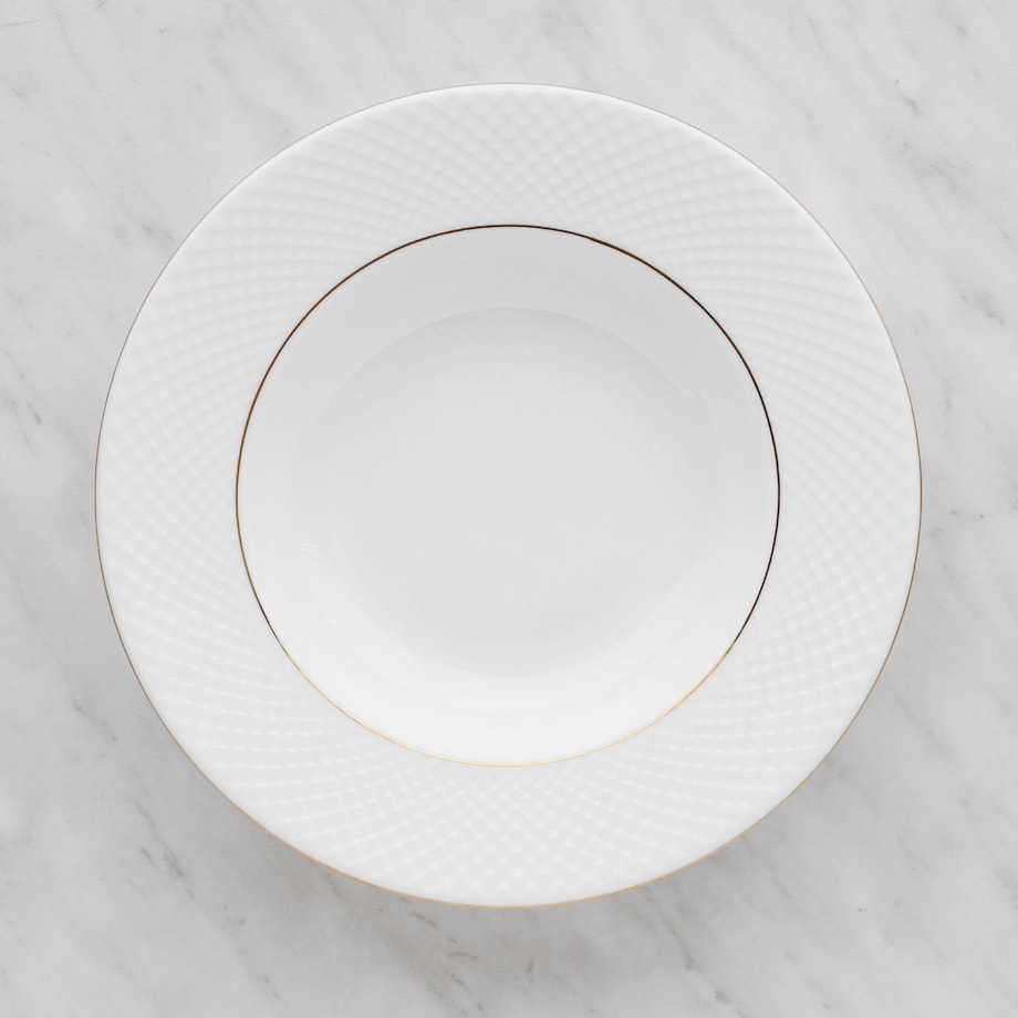 Elegancki Talerz Głęboki z Porcelany Kostnej Eleni z motywem geometrycznym