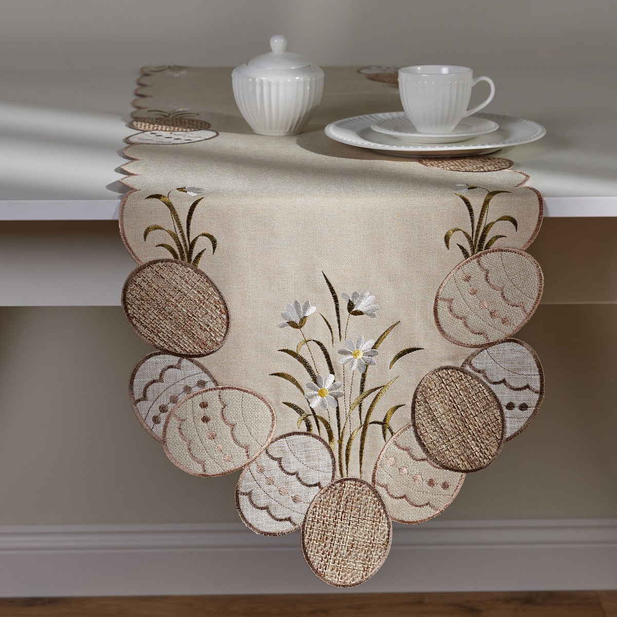 Bieżnik Haftowany Orlina 35x174 cm z motywem jajka