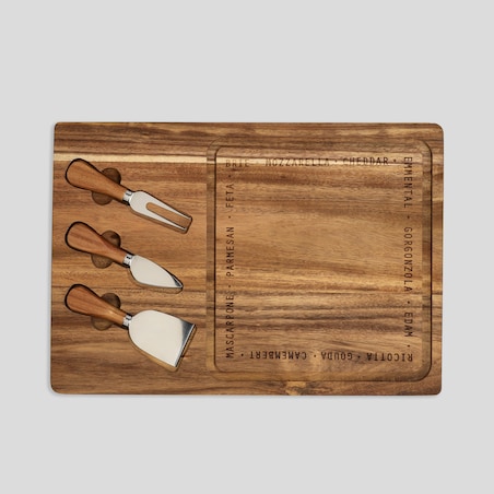 akacjowa deska z nożami do serów questo grandos