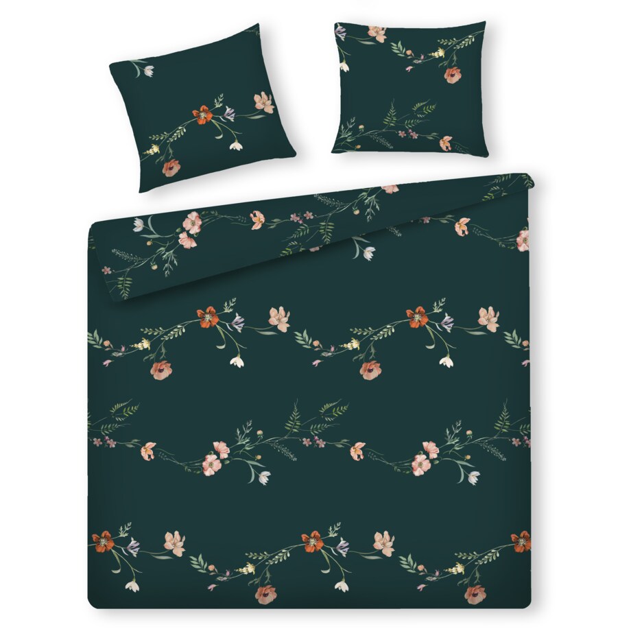 Pościel z bawełny satynowej Vallmo 200x220 cm z motywem roślinnym