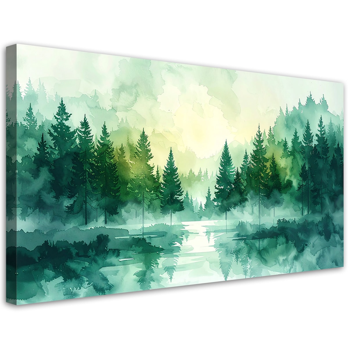 Obraz do salonu sypialni biura, Zielony Las Krajobraz Natura w Stylu Scandi Boho 120x60 cm