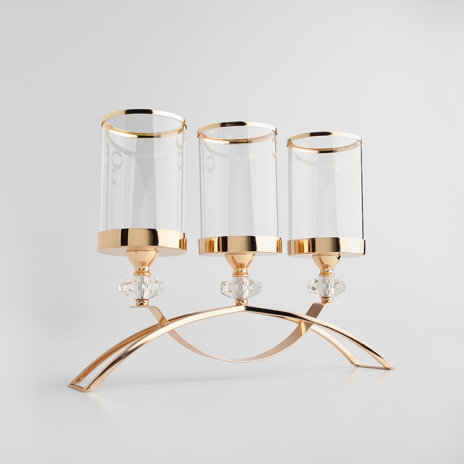 Świecznik potrójny Donna trio z motywem geometrycznym