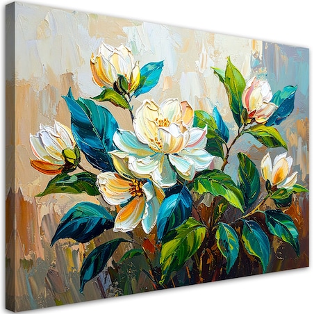 Feeby Obraz na płótnie, Bukiet Kwiatów Zielony imitacja farby 120x80