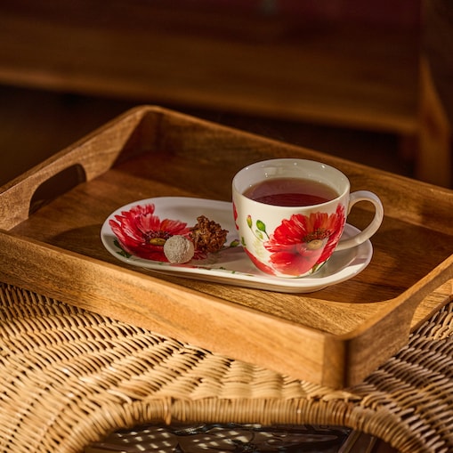 Filiżanka Ze Spodkiem Popplin z motywem kwiatowym