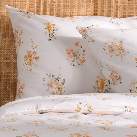 Pościel z bawełny satynowej Senita 160x200 cm z motywem roślinnym