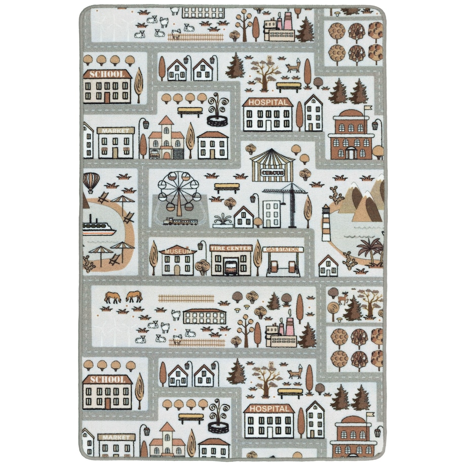 Dywan dziecięcy Ulice Minipolis 150x200cm e-floor szary