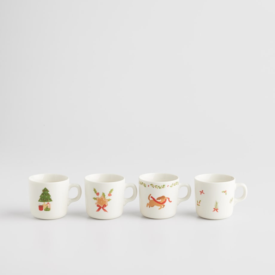 Komplet Kubków Ferini z motywem choinki