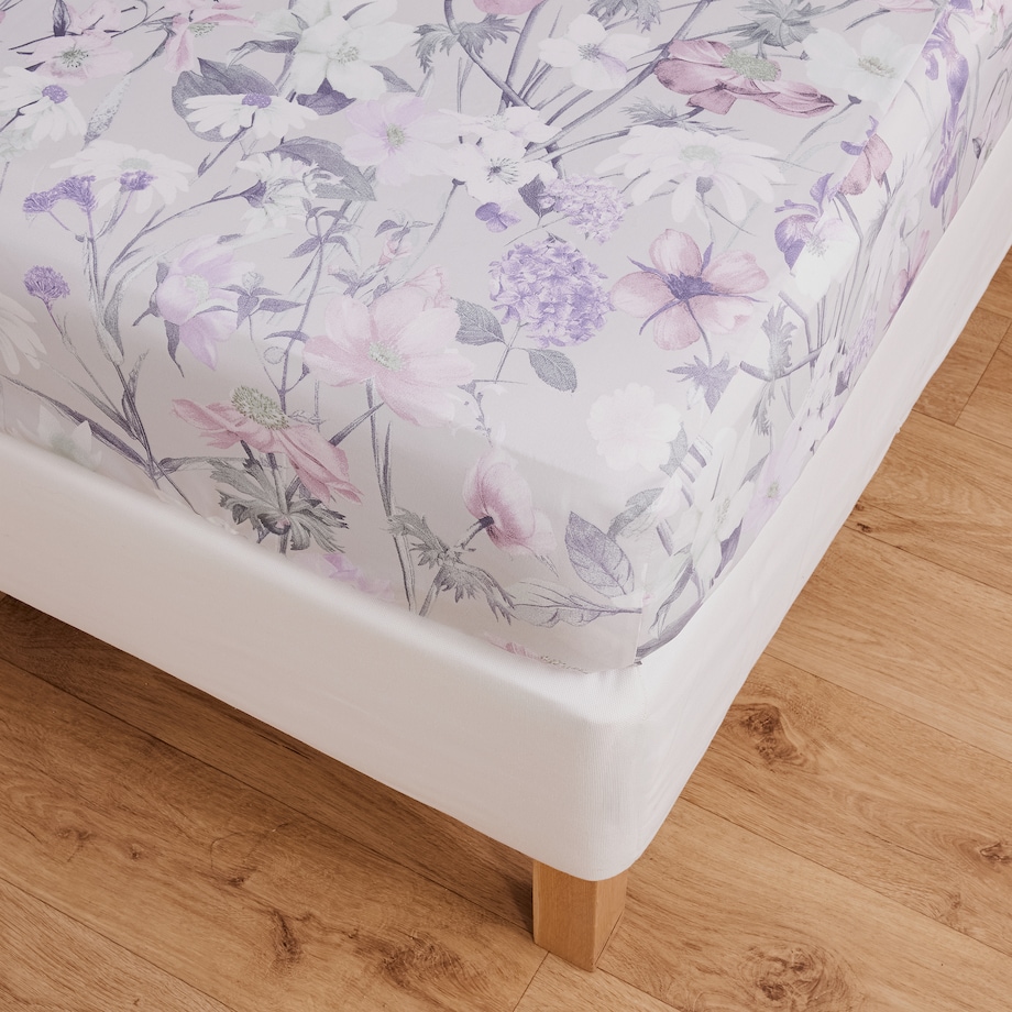 Prześcieradło z mikrofibry z gumką Violacharm 180x200 cm z motywem kwiatowym