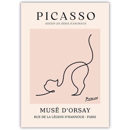 plakat picasso line art kot 21x30