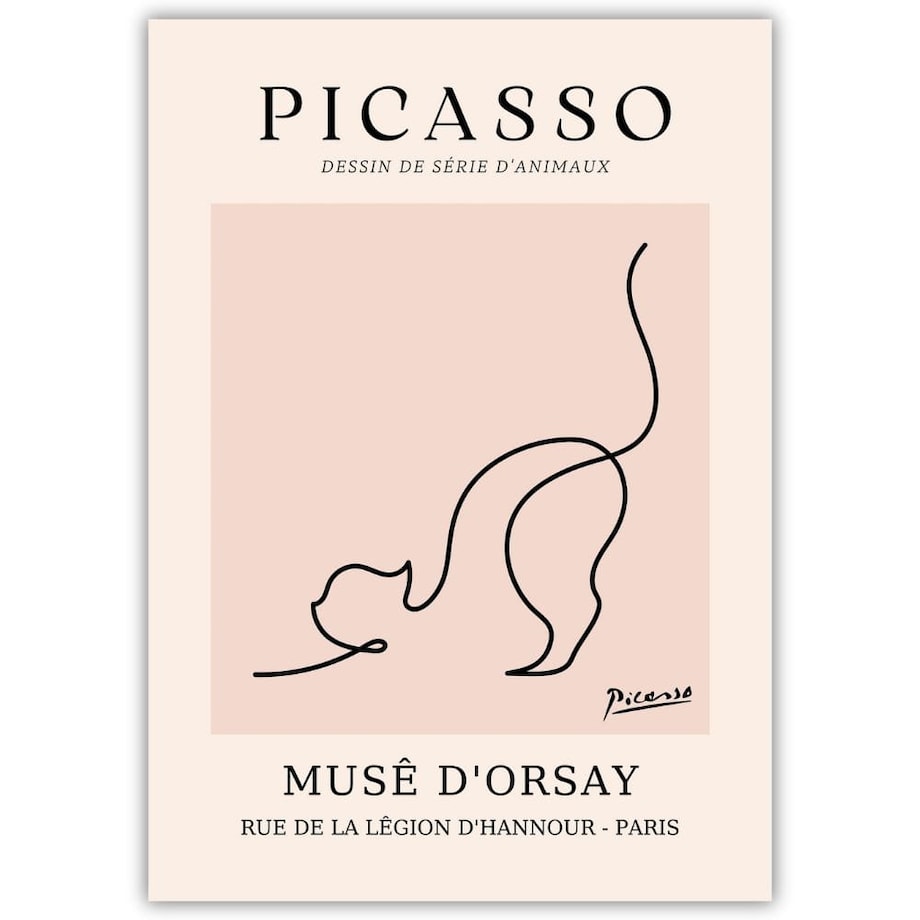 plakat picasso line art kot 21x30