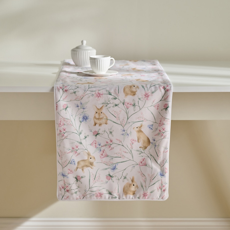 Bieżnik Welwetowy Kirossi 35x180 cm z motywem królika
