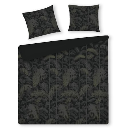 Pościel z bawełny satynowej Palmnight 200x220 cm z motywem roślinnym