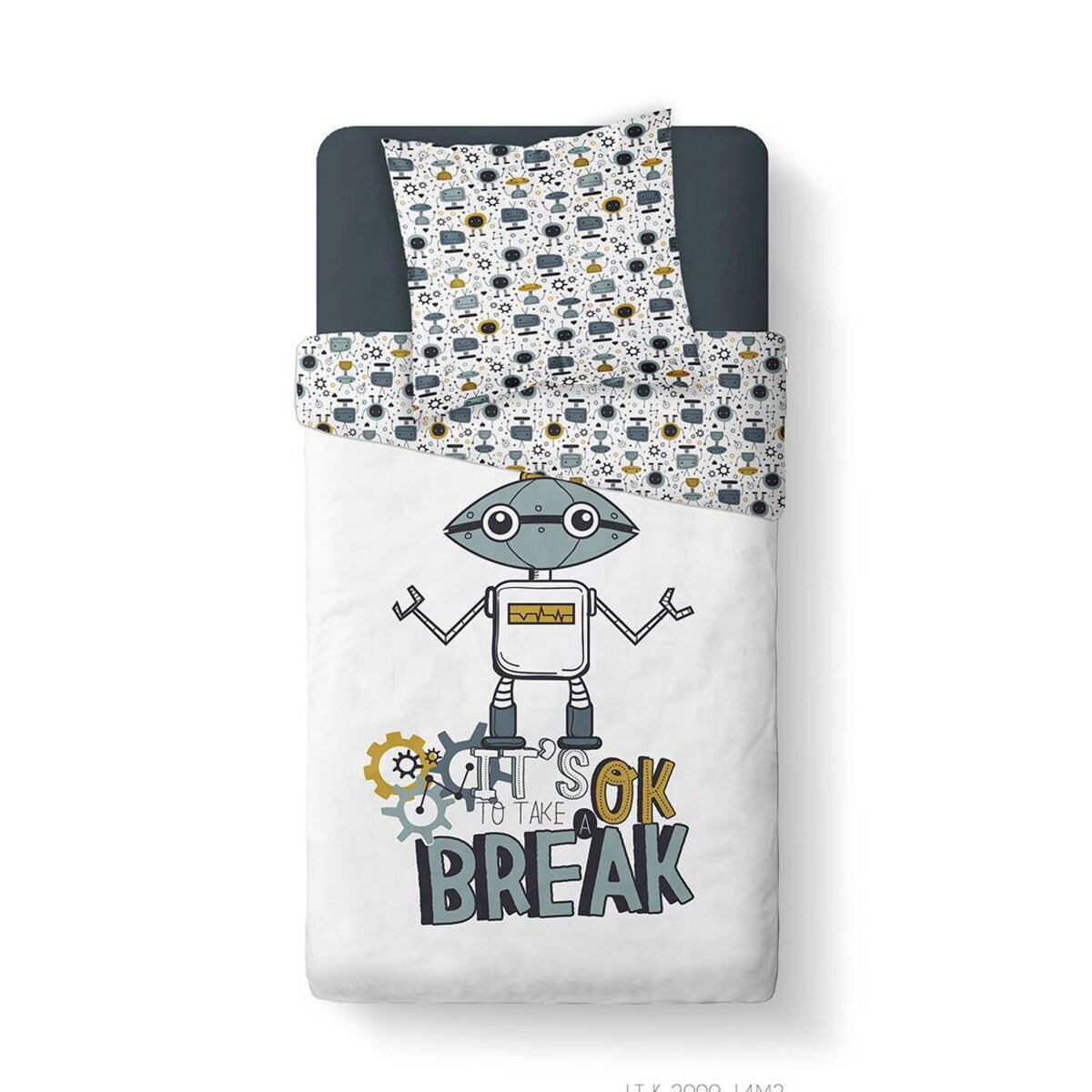 Pościel dziecięca 140x200 cm KOOL, dwustronna, wzór w roboty