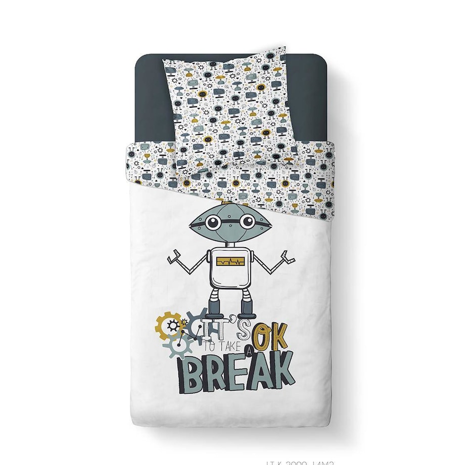 Pościel dziecięca 140x200 cm KOOL, dwustronna, wzór w roboty