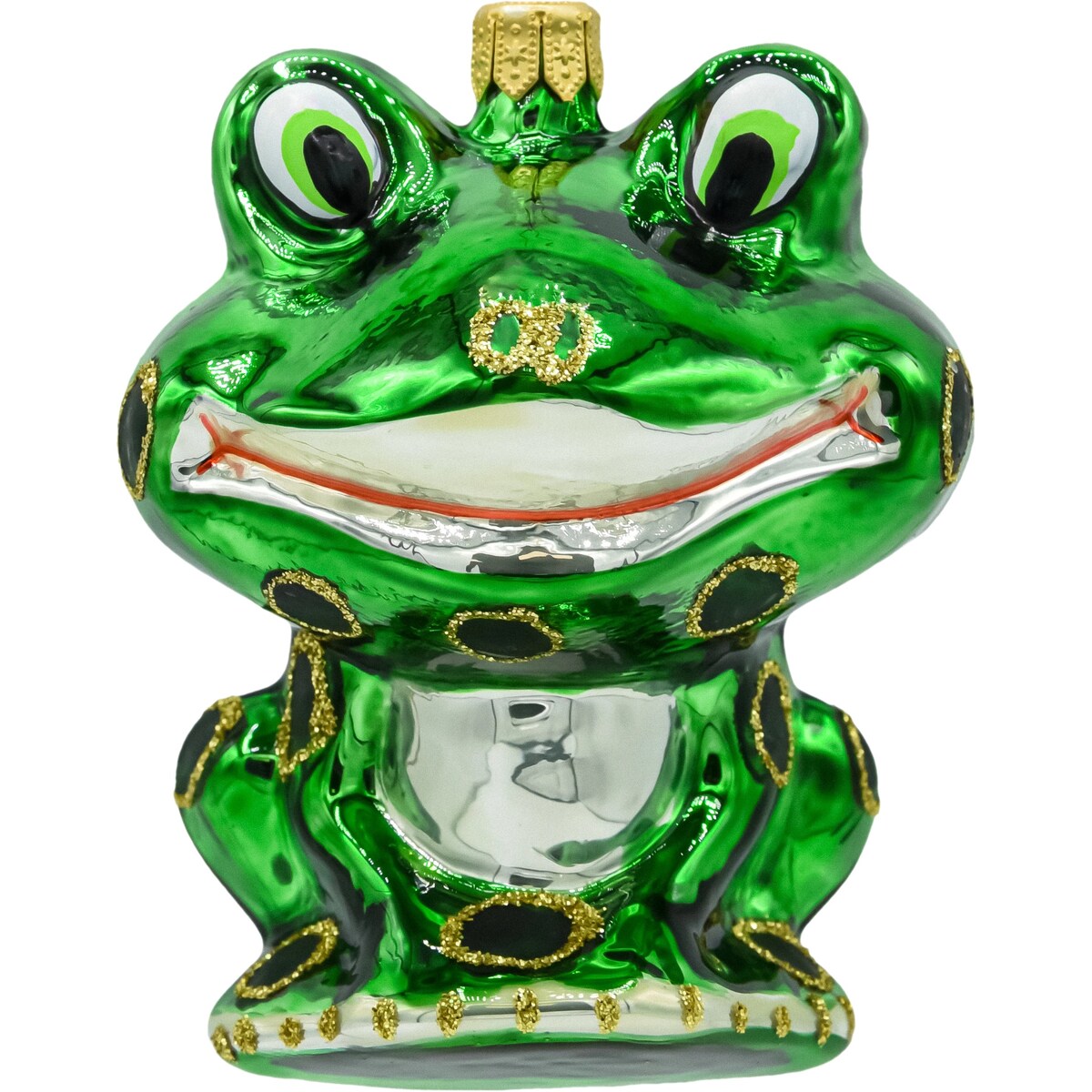 Bombka choinkowa: Żaba z uśmiechem: ciemnozielona