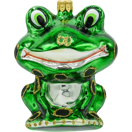 Bombka choinkowa: Żaba z uśmiechem: ciemnozielona