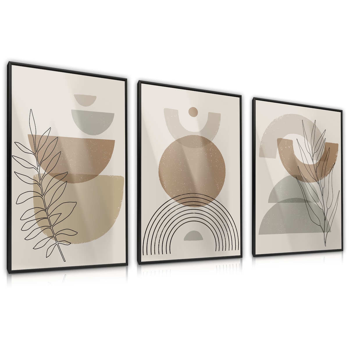 ZESTAW 3X PLAKAT W RAMIE FIGURY GEOMETRYCZNE STYL BOHO MINIMALIZM 60x80cm