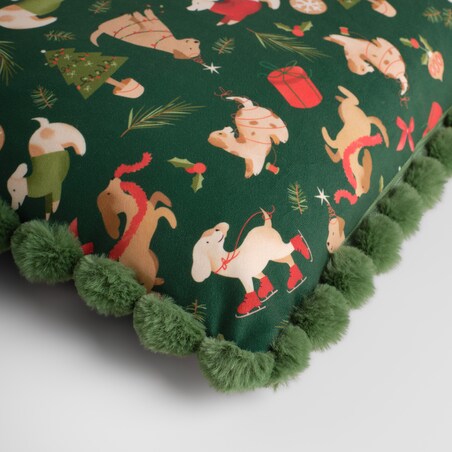 Poszewka z nadrukiem Dogimas 45x45 cm z motywem choinki