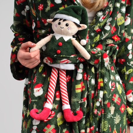 Przytulanka Elfi z motywem mikołaja