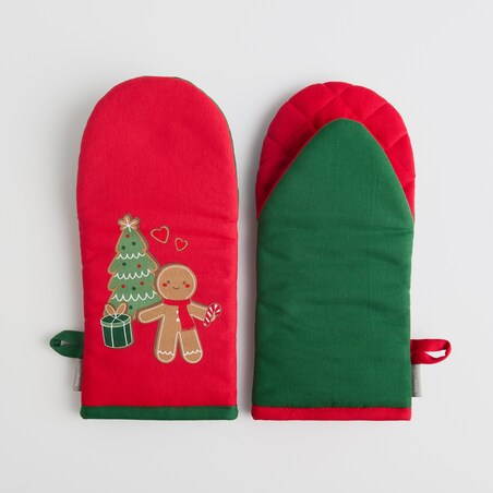Komplet Rękawic Kuchennych Ginno 14x30 cm z motywem piernika