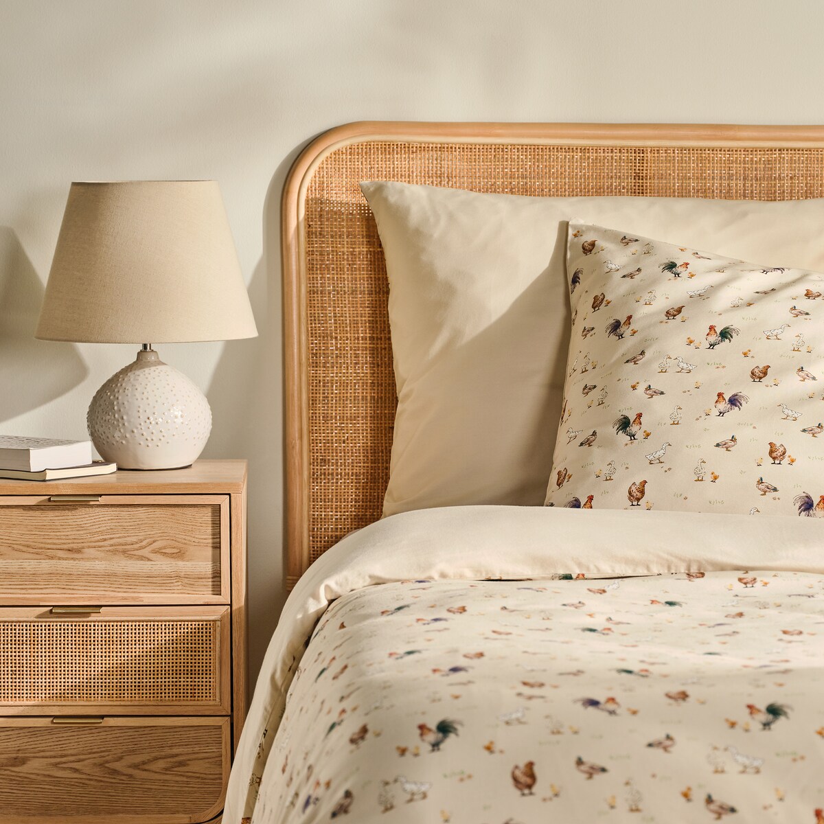 Pościel z bawełny satynowej Alti 160x200 cm z motywem kurczaka
