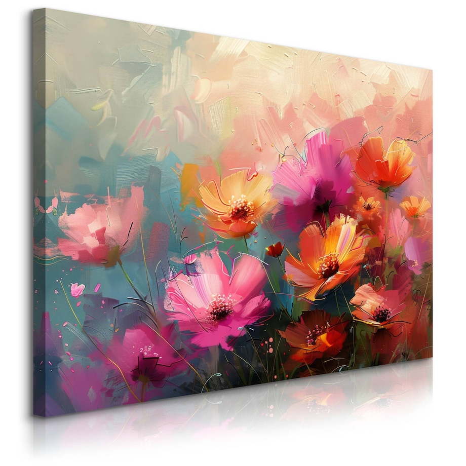 Obraz Na Płótnie Do Salonu Kolorowe Kwiaty Polne Akwarele Natura 120x80cm