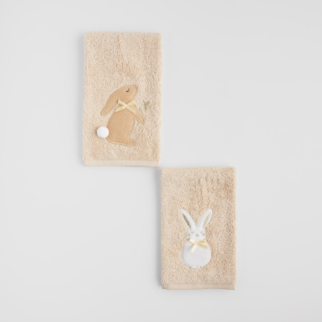 Komplet ręczników dekoracyjnych do twarzy lub rąk 2szt Bazinka 30x50 cm z motywem królika