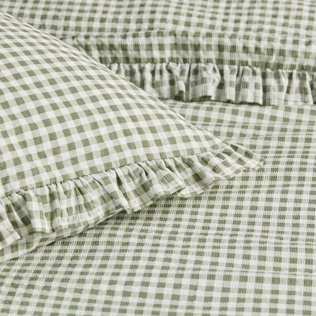 Pościel z kory z falbaną Minomi 160x200 cm w kratę