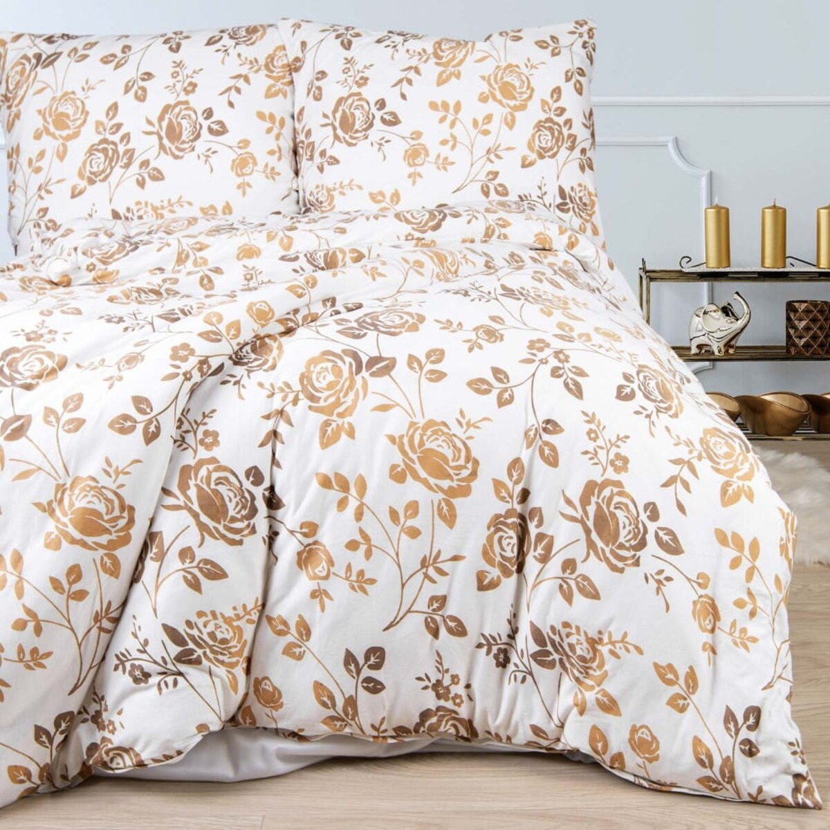 Pościel jersey 220x200 Złote róże