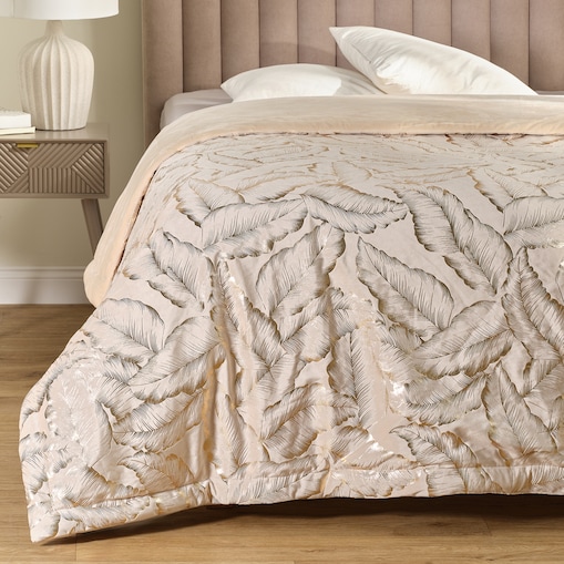 Wzorzysta narzuta na łóżko Foglare 220x240 cm z motywem liściastym