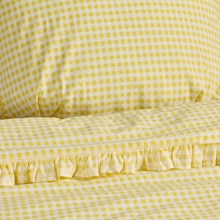 Pościel z kory z falbaną Minomi 200x220 cm w kratę