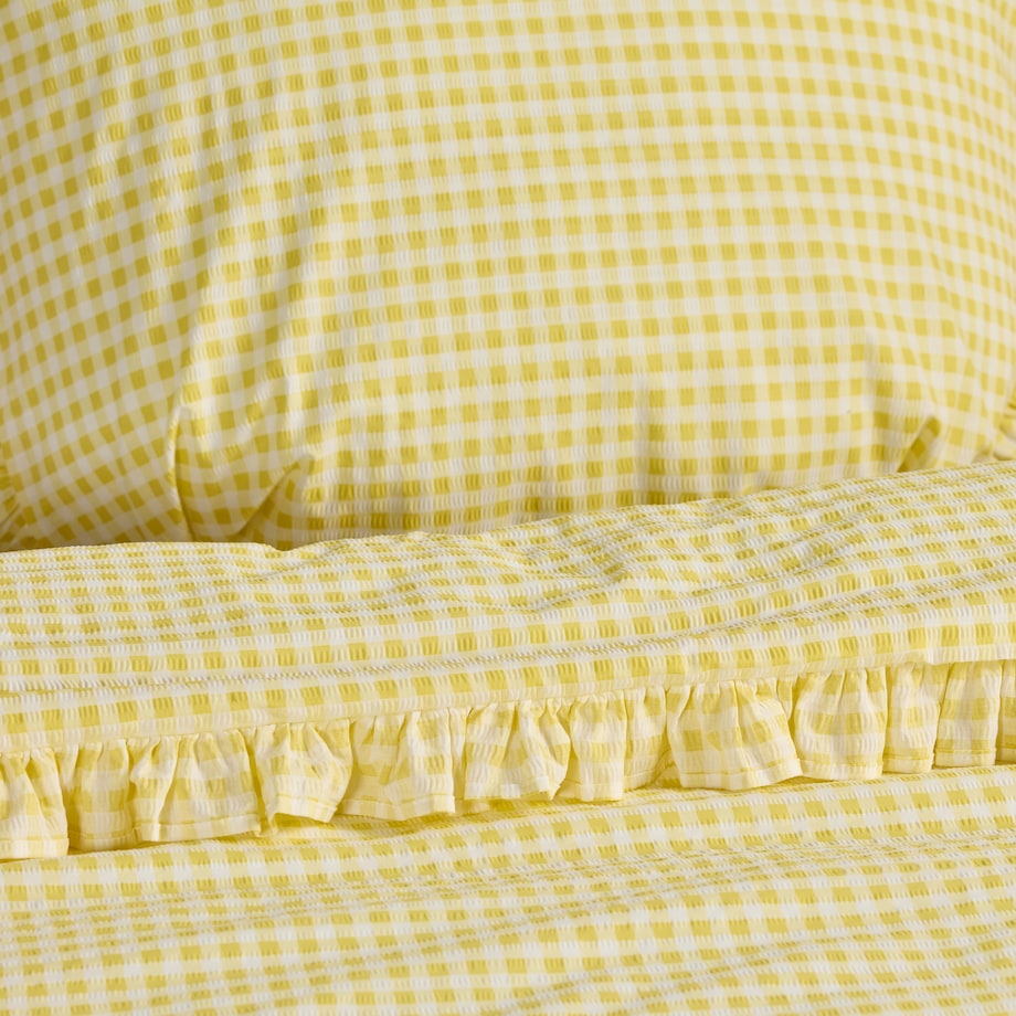 Pościel z kory z falbaną Minomi 200x220 cm w kratę