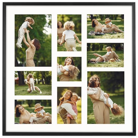 Ramka na zdjęcia 1x 10x10 6x 10x15 2x 15x21 czarna galeria na 9 zdjęć multirama 50x50 FRAMAI