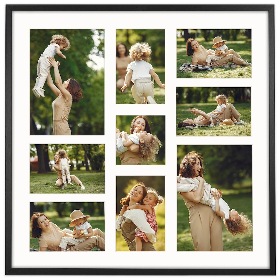 Ramka na zdjęcia 1x 10x10 6x 10x15 2x 15x21 czarna galeria na 9 zdjęć multirama 50x50 FRAMAI