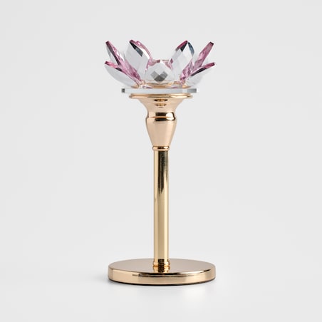 Świecznik Cristal shine long z motywem kwiatowym