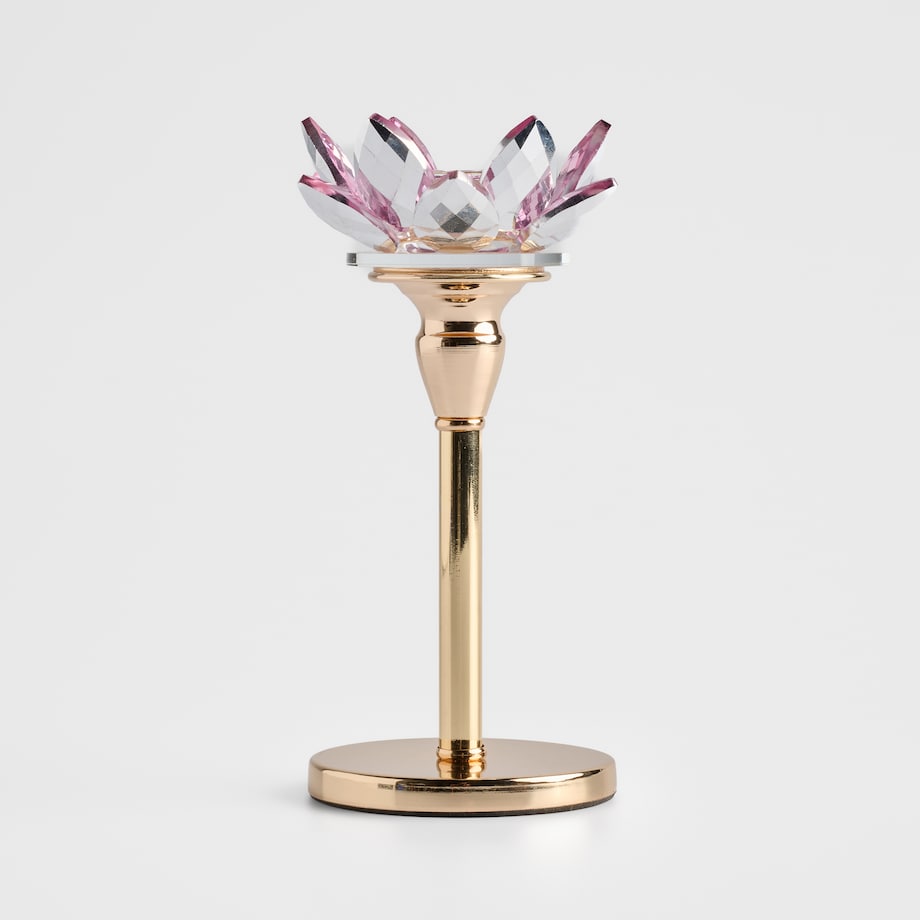 Świecznik Cristal shine long z motywem kwiatowym