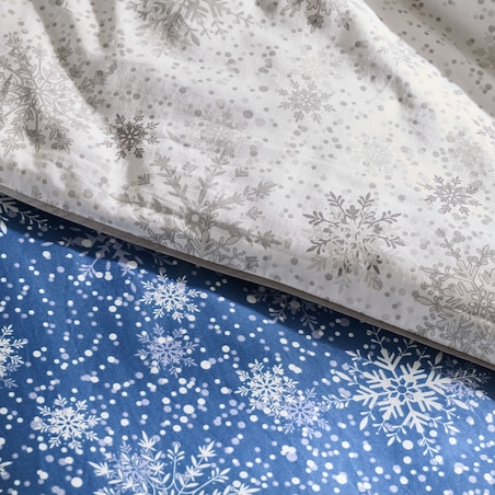 Pościel z bawełny satynowej z lamówką Snowf 140x200 cm z motywem śnieżynki