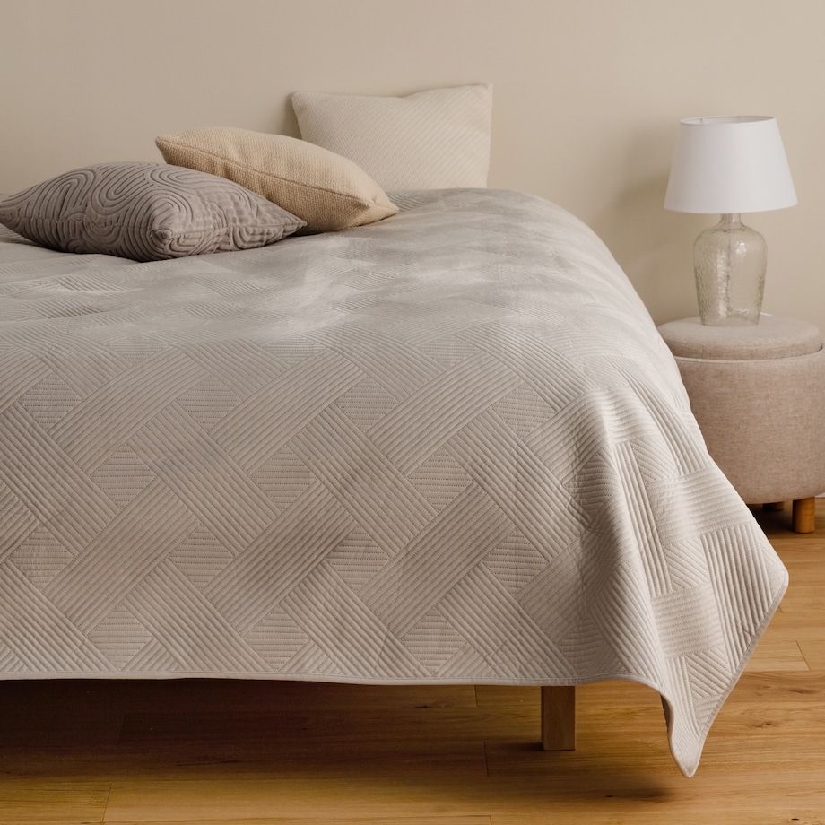 Narzuta Welwetowa w Wytłaczany Geometryczny Wzór Lesotho 180x220 cm