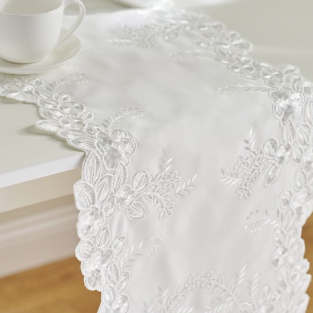 Bieżnik Haftowany Lucro 35x180 cm z motywem kwiatowym