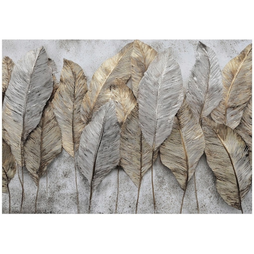 Fototapeta Do Sypialni Salonu Na Flizelinie Liście Abstrakcja Szary 350x250