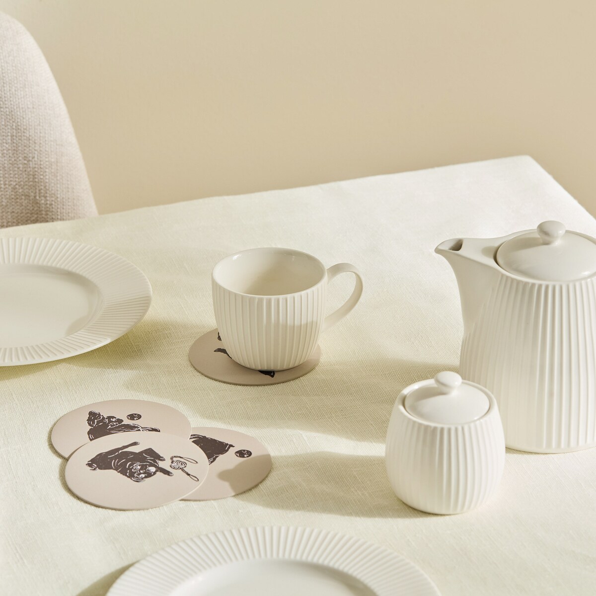 Komplet 4 podkładek pod kubek z psem Fafik