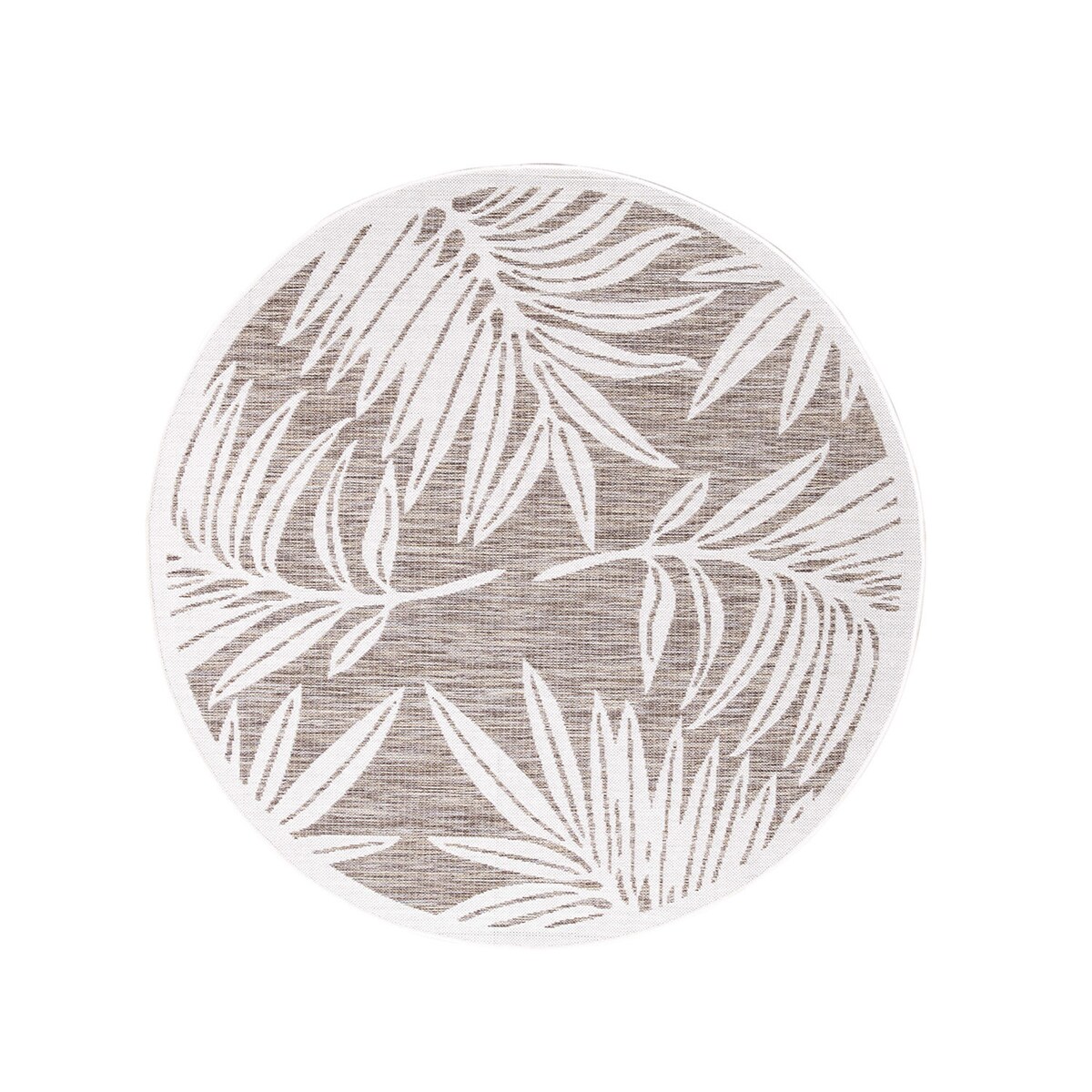 Dywan okrągły na zewnątrz i do wnętrz roślinny Sunny 4680 Szary Krem 120x120