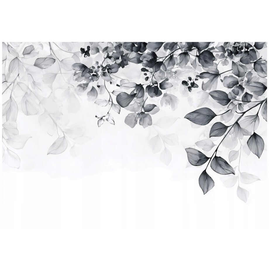 Fototapeta Do Sypialni Salonu Na Flizelinie Liście Abstrakcja Szary 250x175